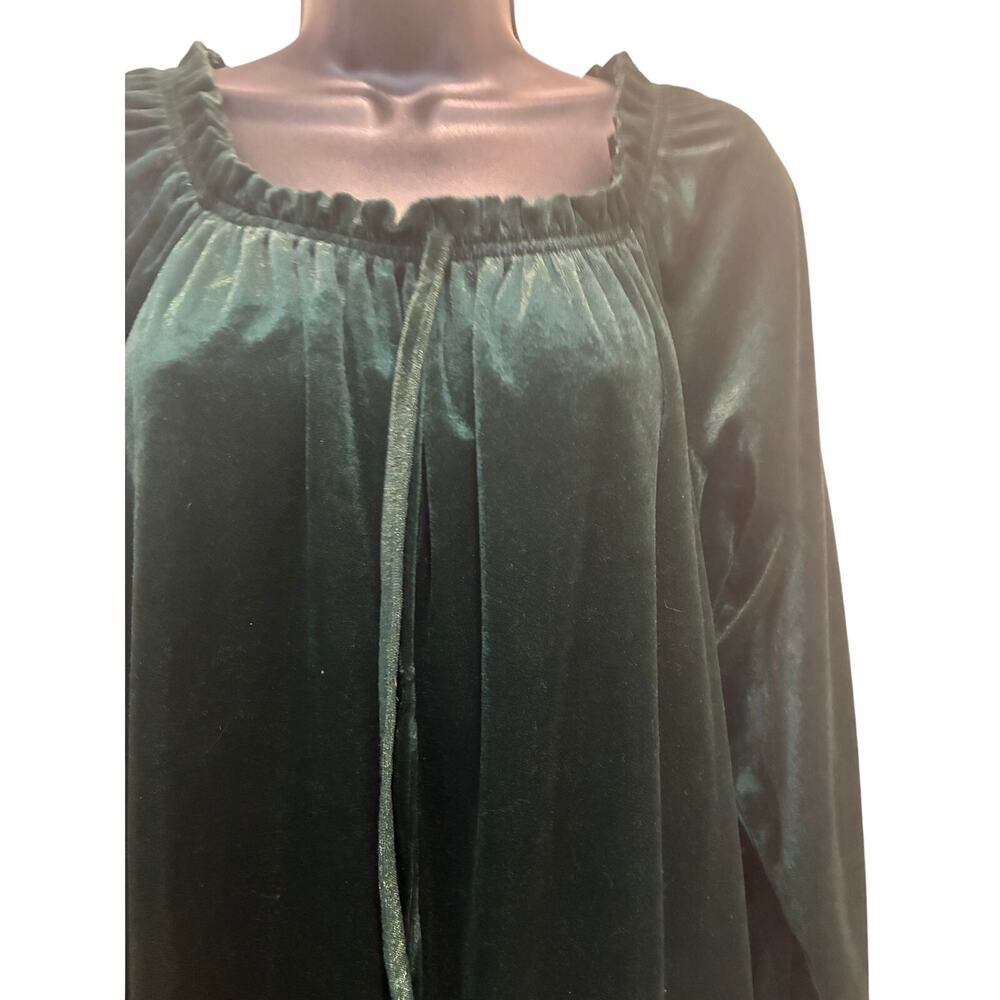 Vintage BLAIR Women's Velvet Emerald Green Maxi Nightgown Dress Off Shoulder M/L - Picture 5 of 10